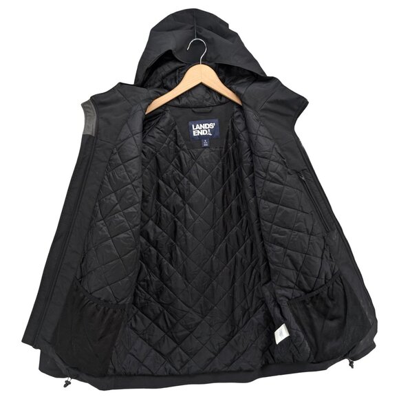 Lands End Squall Hooded Jacket Mens Black Full Zip Lined Insulated Size S - Picture 3 of 12